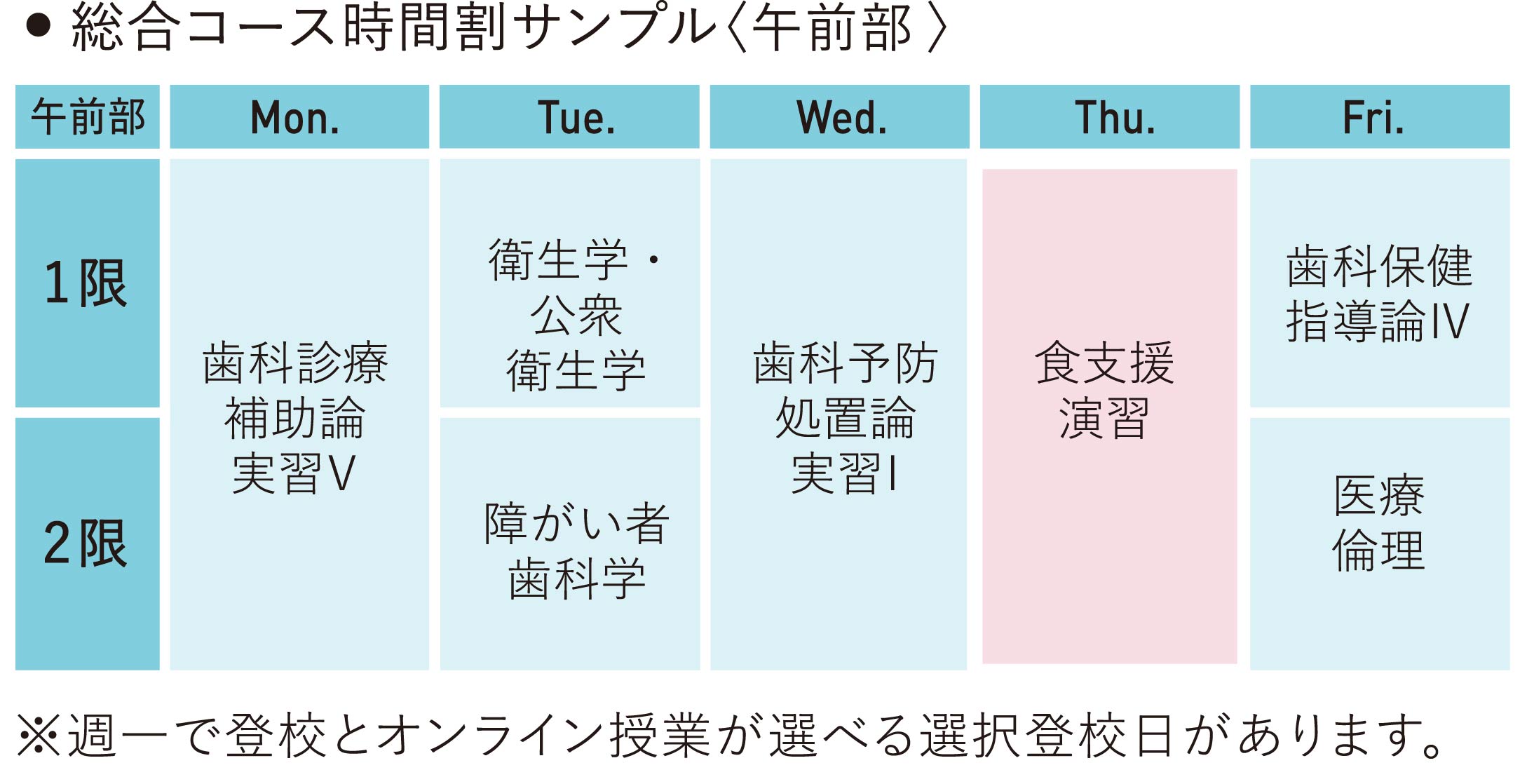 総合コース時間割サンプル