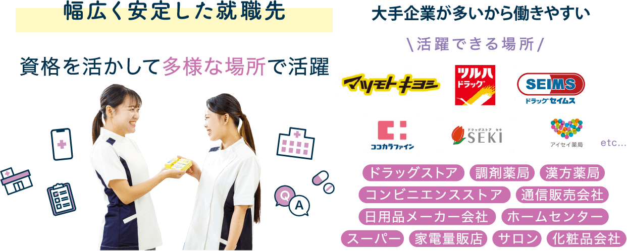 幅広く安定した就職先